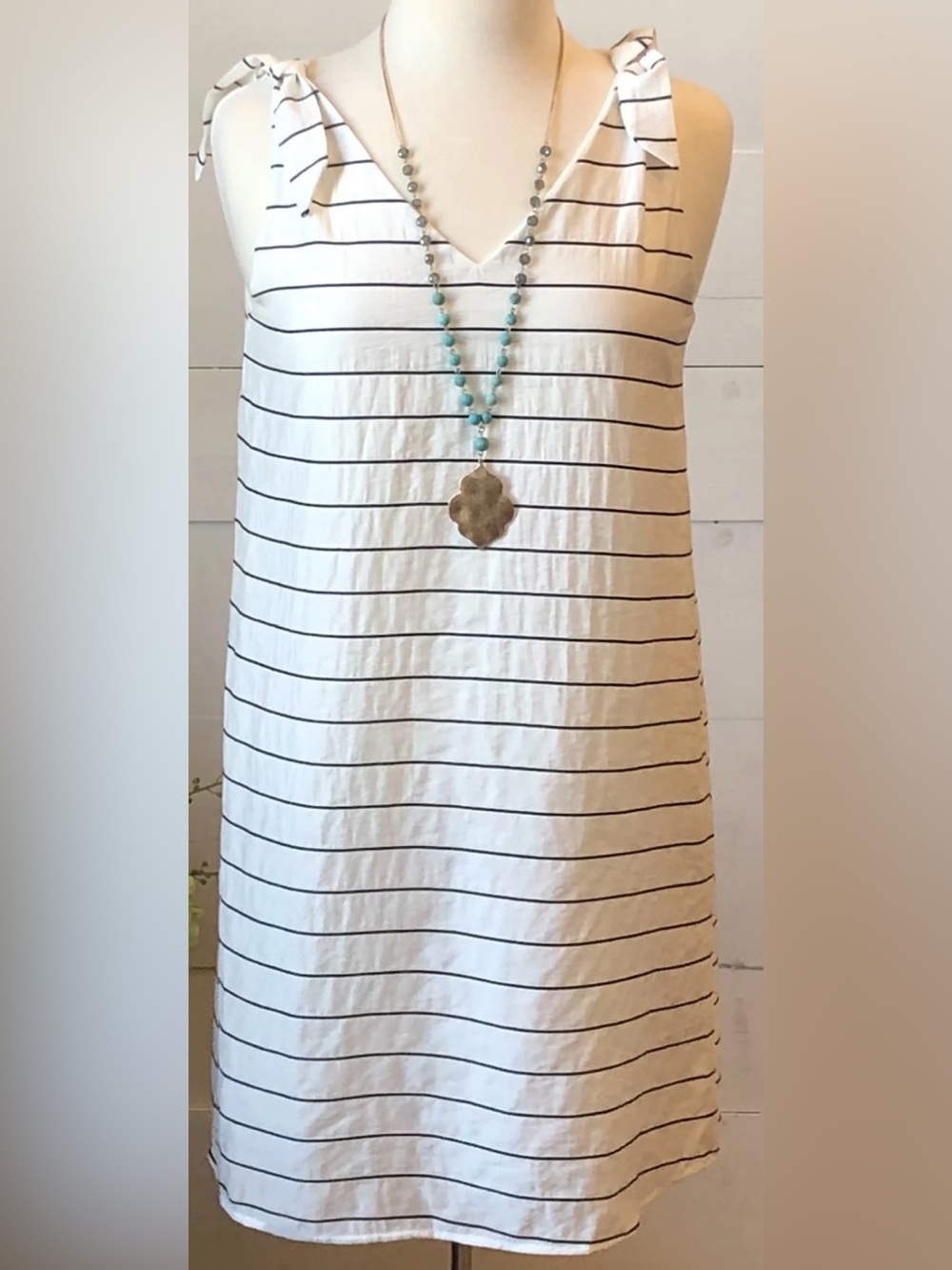 Carole Christian Striped Sleeveless Dress with Knot Ties and open back size S/M